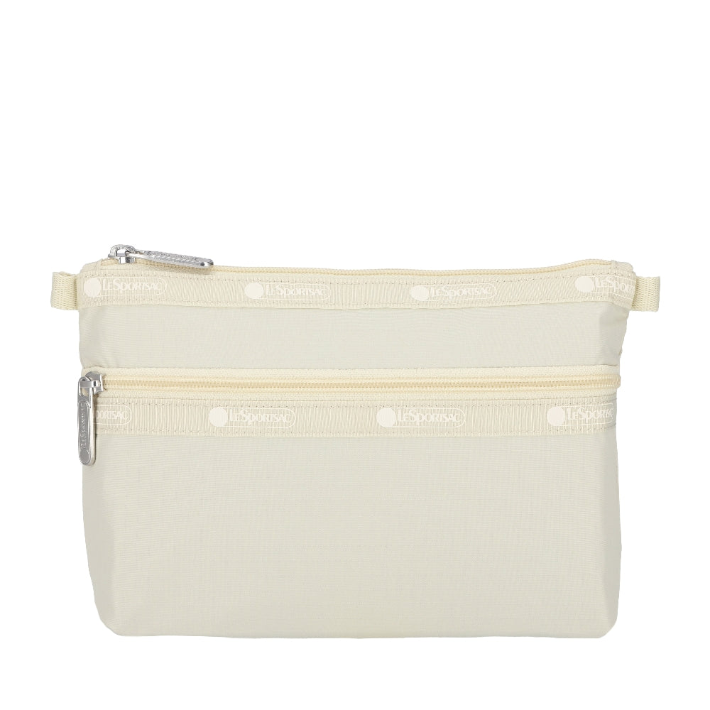 COSMETIC CLUTCH 雙層拉鍊化妝包 - 奶油米