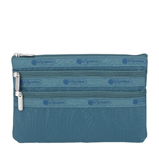 3-ZIP COSMETIC 三層拉鍊化妝包 - 深靛藍